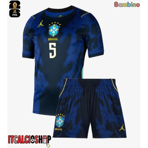 Brasile Casemiro #5 Seconda Maglia Bambino Mondiali 2026 Manica Corta (+ Pantaloni corti)